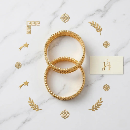 Heritage Golden Color Bangles Pair For Ladies 👸