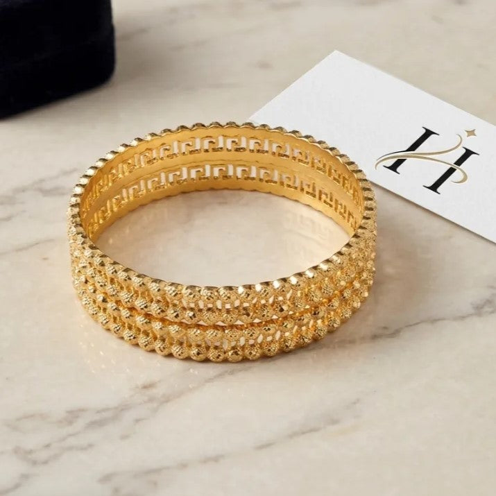 Heritage Golden Color Bangles Pair For Ladies 👸