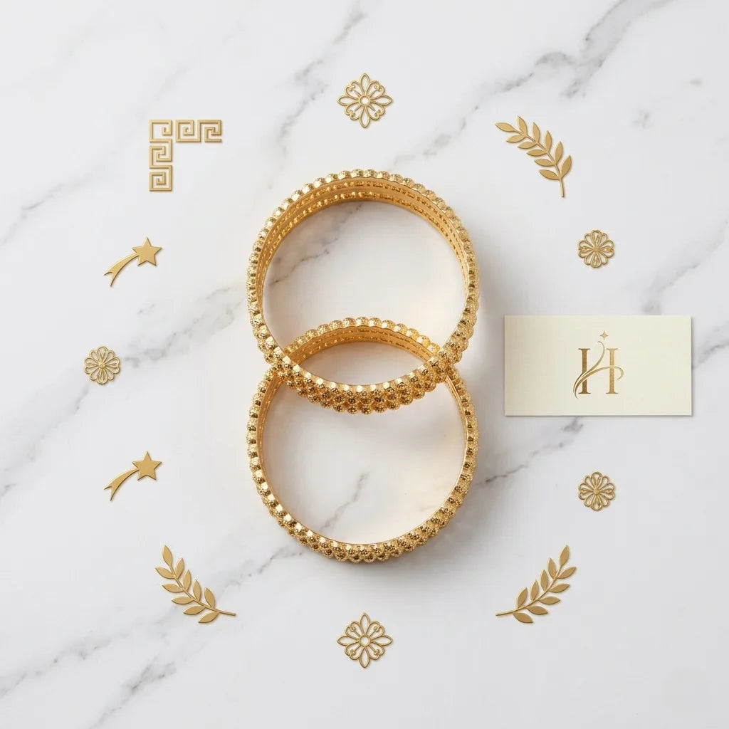Heritage Golden Color Bangles Pair For Ladies 👸